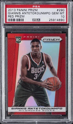 2013 PANINI PRIZM RED PRIZM #290 GIANNIS ANTETOKOUNMPO ROOKIE RC PSA 10 - Image 1 of 2