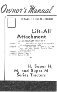 IH Lift-All Attachment Countershaft Driven Farmall Super M H Owner's Manual - Picture 1 of 5