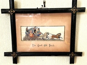 Quadro seta originale 1879 STEVENGRAPH (Stevens) 'I BUONI VECCHI GIORNI' Coaching - Foto 1 di 6
