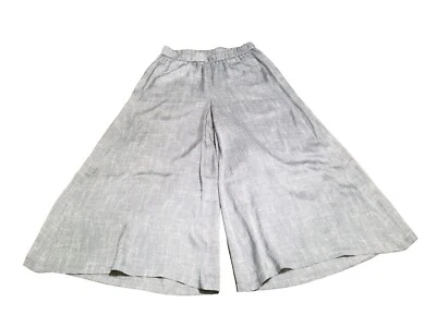 Eileen Fisher Pants Women Size Small Gray White Crop Super Wide Leg Silk (30×23) - Image 1 of 4