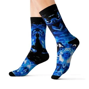 Charisma Girls Fire Series Design Number 3 Blue Fire Sublimation Socks - Picture 1 of 13