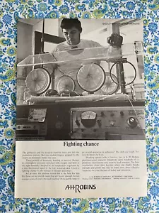 De colección 1969 A. H. Robins Investigación Farmacéutica Anuncio Impreso Incubadora Bebé Premi - Imagen 1 de 7