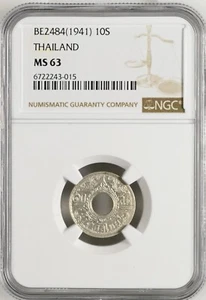 BE2484 1941 Thailand 10S NGC MS 63 - Picture 1 of 2