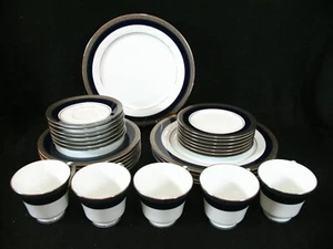 Noritake China Crestwood Cobalt Platinum Dinner Set - Picture 1 of 10