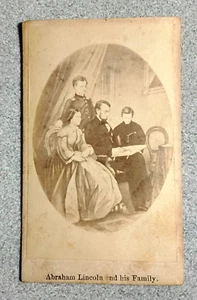 Bürgerkrieg Reliquie Original Cartes de Viste Abraham Lincoln und Familie, Inschrift - Bild 1 von 2