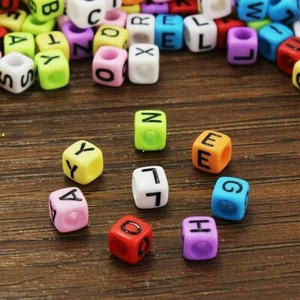 50 Letter Beads Alphabet Beads Acrylic Assorted Lot BULK Beads Wholesale Cube - Picture 1 of 1