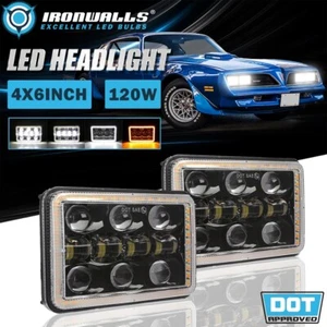 For 1977-1981 Pontiac Firebird 2X LED Headlights Hi-Lo Beam DRL Turn Signal Ring - Picture 1 of 12