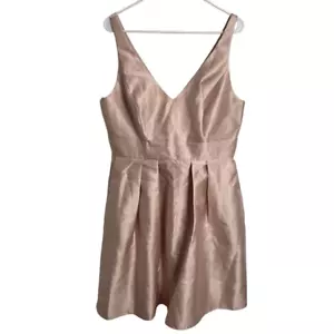 Alfred Sung Womens Cocktail Dress 16 Blush VNeck Pleated Knee Length Old Money - Picture 1 of 10