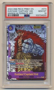 PSA 10 One Piece PRB01 Manga Alternate Art Eustass "Captain" Kid OP05-074 GEM MT - Picture 1 of 2