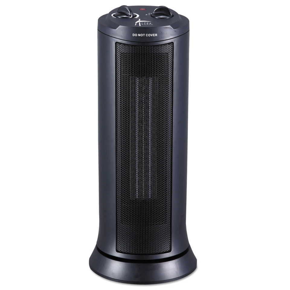 Alera Mini Tower Ceramic Heater, 7 3/8"w x 7 3/8"d x 17 3/8"h, Black - Image 1 of 1
