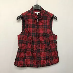 Croft & Barrow Women Sleeveless Puffer Vest Jacket Size 1X Plaid Red M173 -21 - Picture 1 of 12