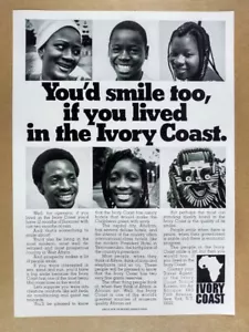 Anuncio impreso vintage de promoción turística de Costa de Marfil 1978 - Imagen 1 de 1