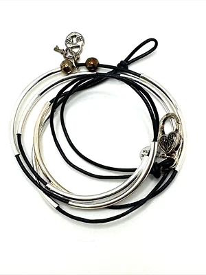 LIZZY JAMES Convertible Bracelet Or Necklace Silver Tone Lock & Key Charms 21" - Image 1 of 4