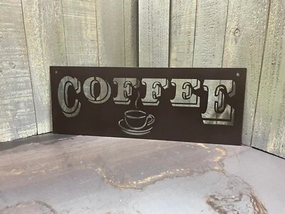 Metal Coffee Sign 18" Wide Custom Color Plasma Cut Sign Art - Image 1 of 4