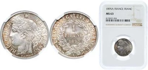 France 1895 A 1 Franc Silver 835 NGC MS 63 - Picture 1 of 1