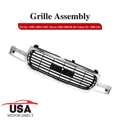 Chrome Grille Assembly For 1999-2006 GMC Sierra 1500 2500/Yukon XL 1500 W/Shell - Image 1 of 4