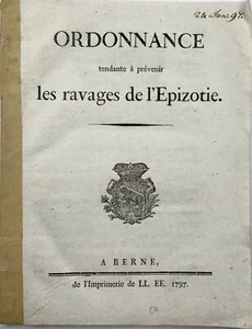 1797 Decree, cattle plague, epizootic, veterinary medicine, Switzerland - Picture 1 of 1