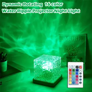 3/16Color Dynamic Water Ripple Night Light Spinning Flame Crystal Ambient Light - Picture 1 of 22