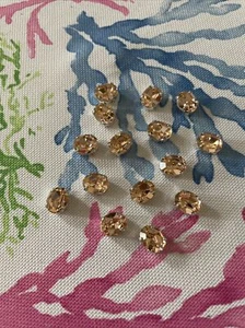 Crystal Light Peach Sew Ons 10mm x 5mm Beading Qty 15  Oval Embellish Button - Picture 1 of 5