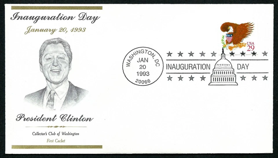 USA SCOTT # 2595, COLLECTORS CLUB OF WASHINGTON EVENT COVER CLINTON INAUGURATION - Image 1 of 1
