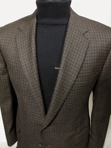 Hickey Freeman Madison Cashmere Sport Coat Blazer 46R Brown Black Checks - Picture 1 of 9