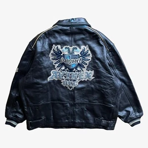 Vintage 90s Men's AVIREX Vanguard Leather Varsity Jacket, Letterman Y2K Retro - Bild 1 von 16