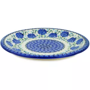 Piatto ceramica polacca 10" ortensia cobalto pezzo unico - Foto 1 di 6