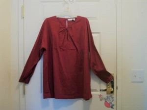 Newport News Red Long Sleeve Tunic Key Hole Front with Bow Look Key Hole - Picture 1 of 3