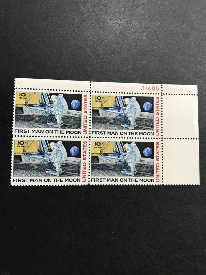 SCOTT#C76 10-cent US AIRMAIL First Man On The Moon PLATE BLOCK of 4 - MNH - Image 1 of 1