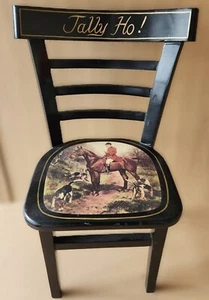 Mini 16" H Ladder-back Chair Painted Tally Ho! English Hunt Scene - Picture 1 of 5