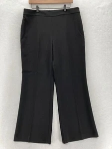 Ann Taylor Fluid Crepe Dress Trouser Pants Women's 14P Black Stretch Wide Leg - Picture 1 of 13