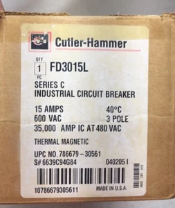NEU ABER BESCHÄDIGT ECKE Cutler-Hammer FD3015L 15 AMP 3 Phasen Feeder Breaker - Bild 1 von 12
