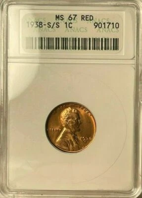 1938-S/S Lincoln Cent - RPM FS-501 (016.51) - ANACS MS67 GEM RED - Free Shipping - Image 1 of 4