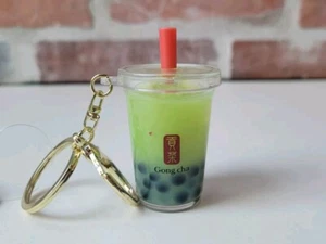 Portachiavi Gong Cha Boba verde latte tè bolla tè oro portachiavi sacchetto ciondolo NUOVO - Foto 1 di 4
