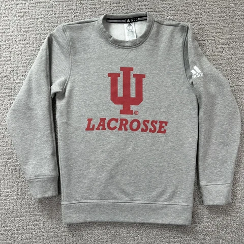 Adidas Indiana Hoosiers Sweatshirt Small S Grey Lacrosse Logo Crew Neck Mens Cover