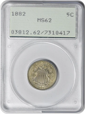 1882 Shield Nickel MS62 PCGS Cover