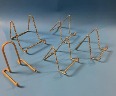 5 caballetes de exhibición de soportes de placa de metal trenzado dorado Foto 1 de 2