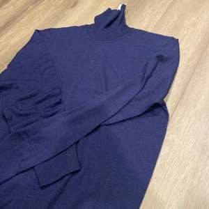 Luxe John Henric Men's XL Navy Solid/Textured Turtleneck Sweater,Cotton,Sweden - Picture 1 of 5