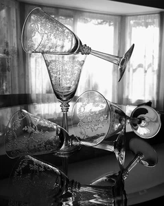 Fostoria Romance Water Goblet 7.5" Tall 4 Pieces Set of 4 - Picture 1 of 24