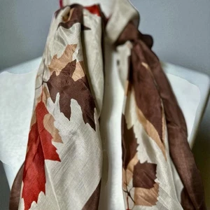 Vintage Vera Scarf Fall Leaves And Colors Square Shape 35” X 35” - Picture 1 of 6