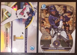 Jackson Chourio RC 2023 Bowman Scouts Top 100 INSERTO #BTP-1 y #BDC-156 Prospects - Imagen 1 de 4