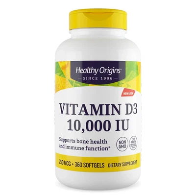 Healthy Origins Vitamina D3 10000 IU 360 Softgels Immune Salute 10,000 UI - Bild 1 von 3