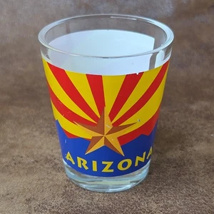 Arizona State Flag Star Clear Shot Glass 1 oz Blue Red Yellow - Picture 1 of 4