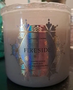 Bath & Body Works Scented Candle FIRESIDE 14.5 Oz 3 Wick Glass Lid - Picture 1 of 4
