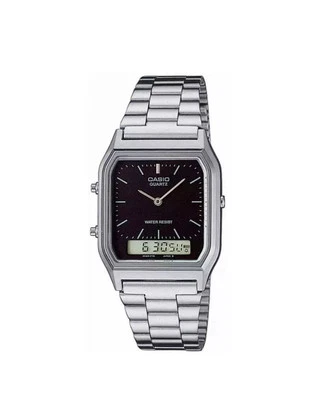 Casio AQ-230A Dual Time Silver Retro Stainless Steel Analog Digital Watch 38.8mm - Image 1 of 4