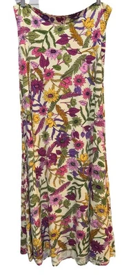 全新 LuLaRoe 大号奶油色粉色紫色花卉宽松长裙/露肩连衣裙 — 第 1/4 张图片