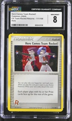 CGC 8 Here Comes Team Rocket! EX Team Rocket Returns 111/109 Holo Pokemon Card - Image 1 of 2