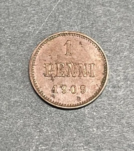 1909 Finland One Penni Coin Excellent Condition - Picture 1 of 4