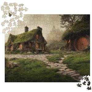 MonsterBucket Double Rings Puzzle Lord of Fantasy Hill Side Homes Nature Forest - Picture 1 of 1