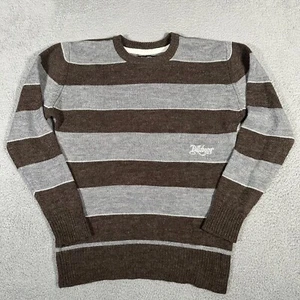 Billabong Sweater Mens Medium Brown Gray Striped Wool Acrylic Y2K Pullover Crew - Picture 1 of 6